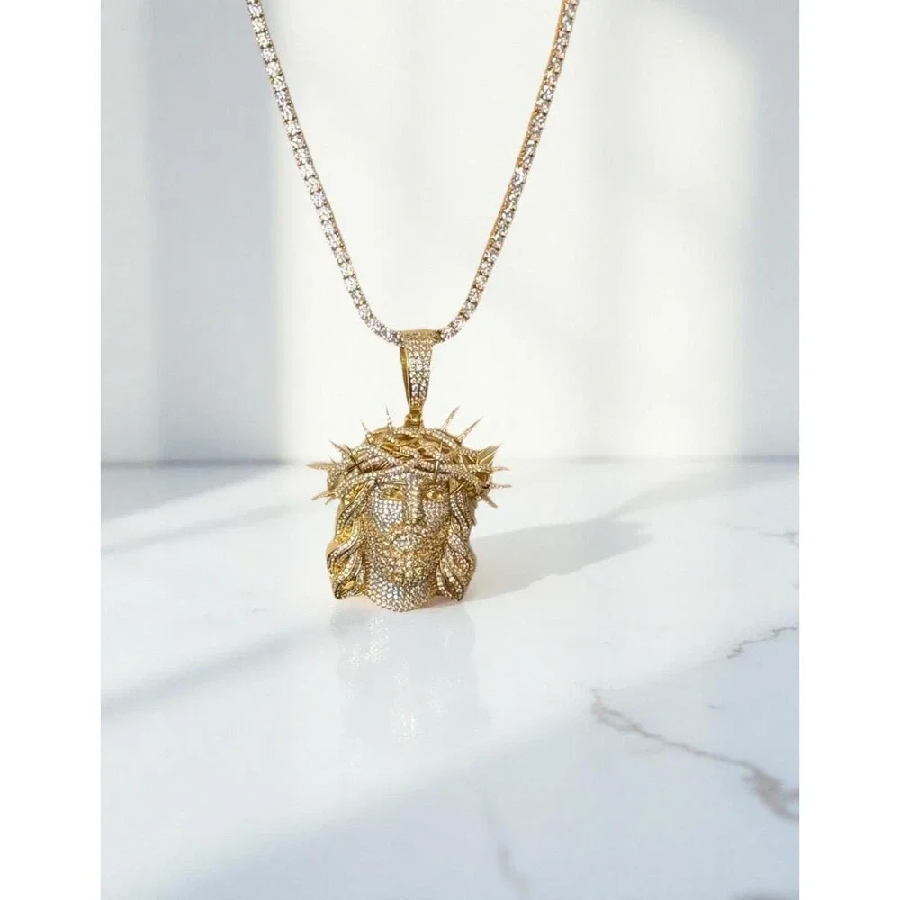 Jesus Pendant With tennis necklace cz